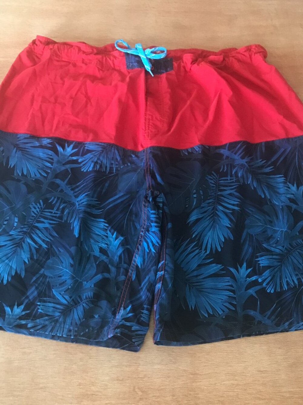 Wailoa Board Swim Shorts Men 50 Blue Floral Tie Waist Zip Pocket Athleisure